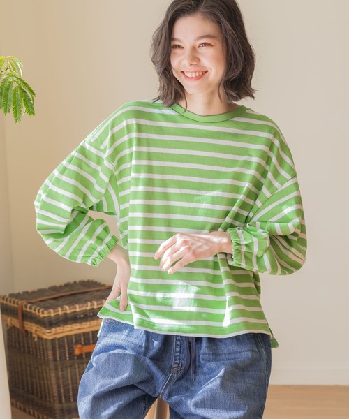 niko and...(ニコアンド)の「ケアイージーランタンボリュプルオーバー(Tシャツ/カットソー・レディース・オフホワイト/ブルー/ブラック/ピンク/グリーン・MEDIUM/LARGE)」の4枚目の写真