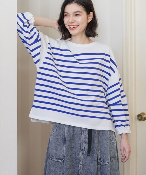 niko and...(ニコアンド)の「ケアイージーランタンボリュプルオーバー(Tシャツ/カットソー・レディース・オフホワイト/ブルー/ブラック/ピンク/グリーン・MEDIUM/LARGE)」の12枚目の写真