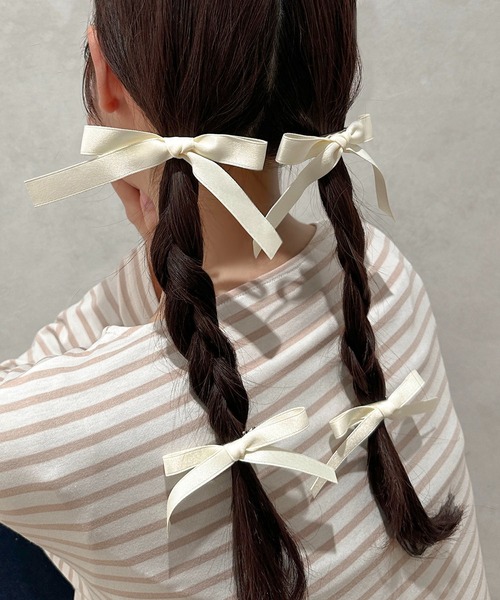 apres jour clair（アプレジュールクレア）の「【apres jour clair×ARIAZ】ヘアリボンクリップ４SET（バレッタ/ヘアクリップ・レディース・ホワイト/ライトブルー/ブラック・FREE）」の5枚目の写真