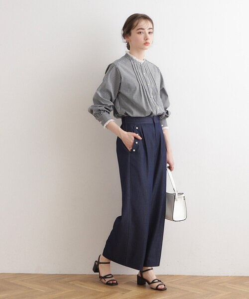 couture brooch（クチュールブローチ）の「◆【選べるストライプorギンガムチェック】先染めピンタックシャツ（シャツ/ブラウス・レディース・ブラック系1/ブルー系2・42/40/38）」の12枚目の写真