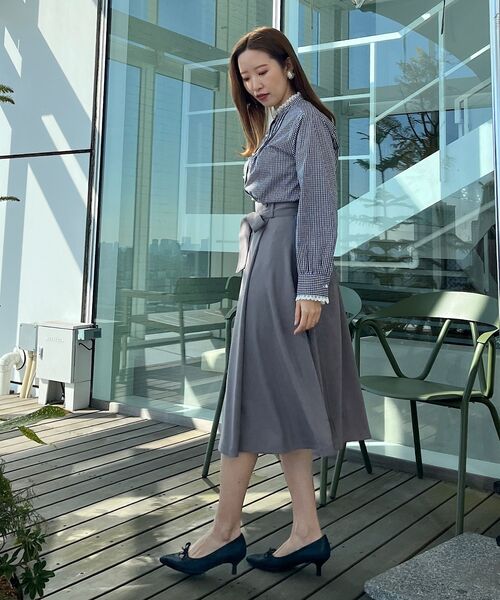 couture brooch（クチュールブローチ）の「◆【選べるストライプorギンガムチェック】先染めピンタックシャツ（シャツ/ブラウス・レディース・ブラック系1/ブルー系2・42/40/38）」の17枚目の写真