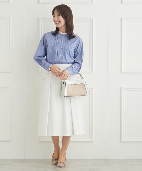 couture brooch（クチュールブローチ）の「◆【選べるストライプorギンガムチェック】先染めピンタックシャツ（シャツ/ブラウス・レディース・ブラック系1/ブルー系2・42/40/38）」の20枚目の写真