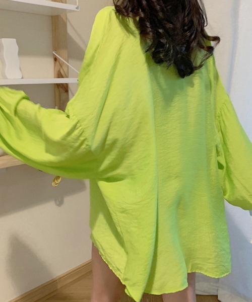 Miniministore(ミニミニストア)の「シアーシャツ 薄手シースルー羽織り 韓国(シャツ/ブラウス・レディース・ライトベージュ/ブルーグリーン/イエロー/オレンジ/ラベンダー/ホワイト/ピンク/グリーン・FREE)」の17枚目の写真