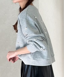 裏毛パール付きプルオーバー
