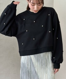 裏毛パール付きプルオーバー