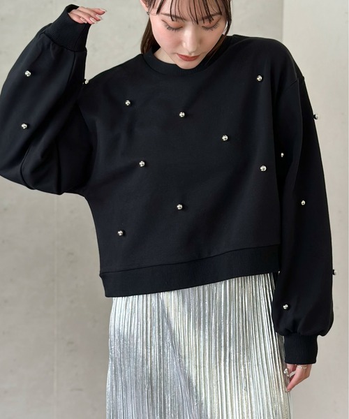Per sist ence(パーシエンス)の「裏毛パール付きプルオーバー(スウェット・レディース・ブラック/オフホワイト/グレー/オートミール・FREE)」の3枚目の写真