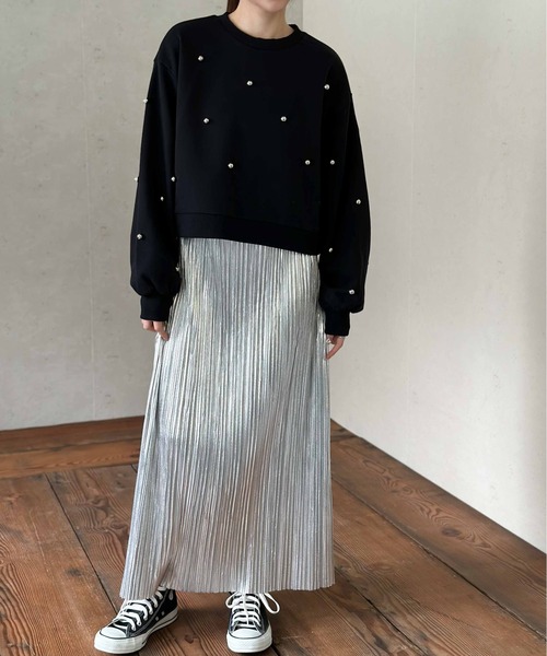 Per sist ence(パーシエンス)の「裏毛パール付きプルオーバー(スウェット・レディース・ブラック/オフホワイト/グレー/オートミール・FREE)」の6枚目の写真