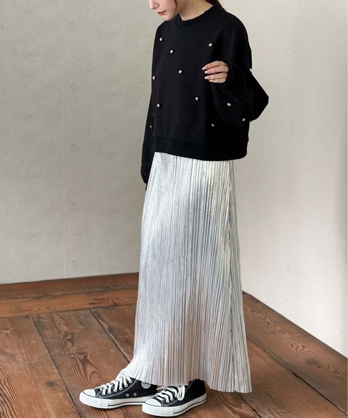 Per sist ence(パーシエンス)の「裏毛パール付きプルオーバー(スウェット・レディース・ブラック/オフホワイト/グレー/オートミール・FREE)」の7枚目の写真