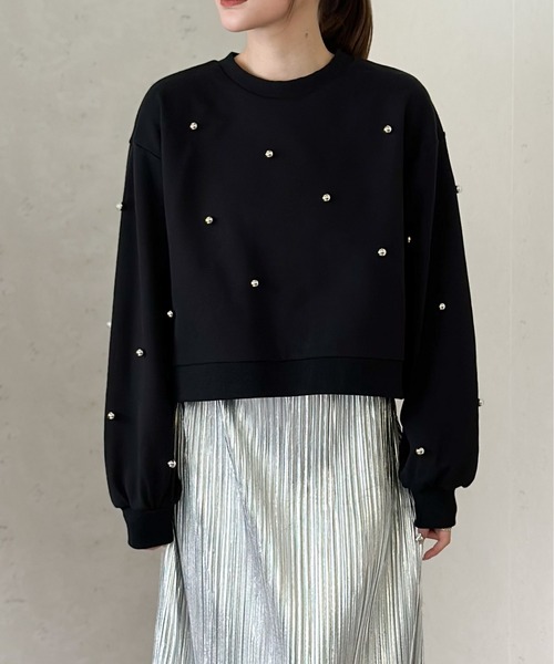 Per sist ence(パーシエンス)の「裏毛パール付きプルオーバー(スウェット・レディース・ブラック/オフホワイト/グレー/オートミール・FREE)」の9枚目の写真