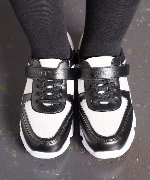 PINKHUNT（ピンクハント）の「PINKHUNT ピンクハント オーロラライン スニーカー 9161（スニーカー・キッズ・ブラック/ホワイト・S size/M size/L size）」の6枚目の写真