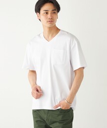SHIPS Colors:シルケット コットン Vネック ポケット Tシャツ◇