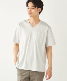 SHIPS Colors:シルケット コットン Vネック ポケット Tシャツ◇