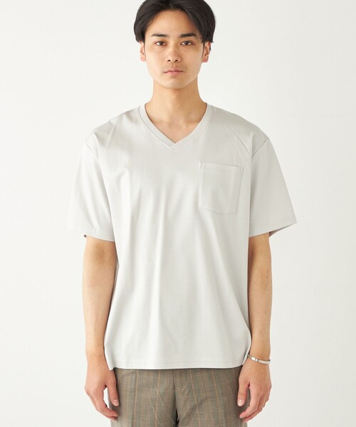 SHIPS Colors（シップス カラーズ）の「SHIPS Colors:シルケット コットン Vネック ポケット Tシャツ◇（Tシャツ/カットソー・メンズ・ブルー/ブラック/オリーブ/ホワイト/ライトグレー・SMALL/MEDIUM/LARGE/X-LARGE）」の6枚目の写真