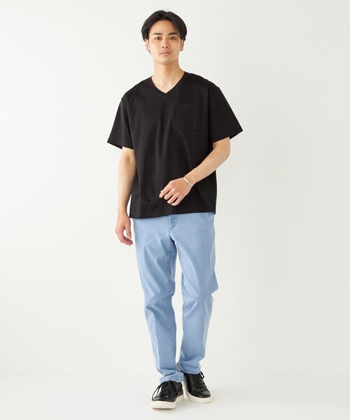 SHIPS Colors（シップス カラーズ）の「SHIPS Colors:シルケット コットン Vネック ポケット Tシャツ◇（Tシャツ/カットソー・メンズ・ブルー/ブラック/オリーブ/ホワイト/ライトグレー・SMALL/MEDIUM/LARGE/X-LARGE）」の12枚目の写真