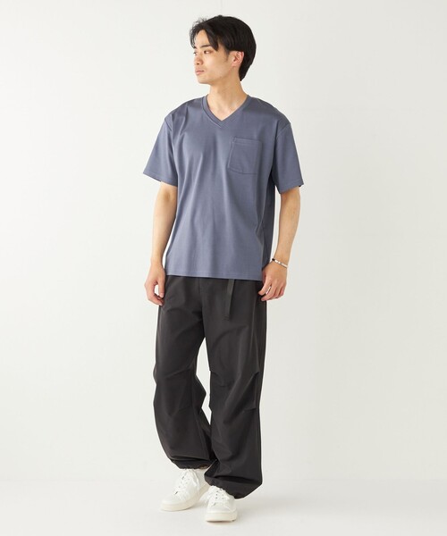 SHIPS Colors（シップス カラーズ）の「SHIPS Colors:シルケット コットン Vネック ポケット Tシャツ◇（Tシャツ/カットソー・メンズ・ブルー/ブラック/オリーブ/ホワイト/ライトグレー・SMALL/MEDIUM/LARGE/X-LARGE）」の14枚目の写真