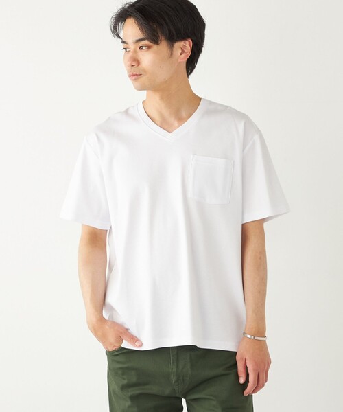 SHIPS Colors（シップス カラーズ）の「SHIPS Colors:シルケット コットン Vネック ポケット Tシャツ◇（Tシャツ/カットソー・メンズ・ブルー/ブラック/オリーブ/ホワイト/ライトグレー・SMALL/MEDIUM/LARGE/X-LARGE）」の15枚目の写真