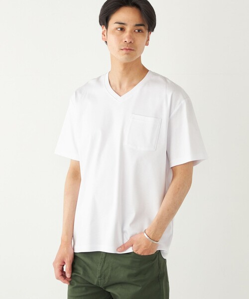 SHIPS Colors（シップス カラーズ）の「SHIPS Colors:シルケット コットン Vネック ポケット Tシャツ◇（Tシャツ/カットソー・メンズ・ブルー/ブラック/オリーブ/ホワイト/ライトグレー・SMALL/MEDIUM/LARGE/X-LARGE）」の16枚目の写真