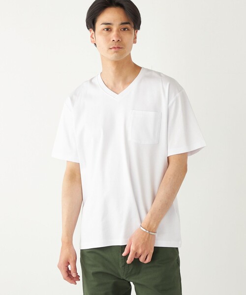 SHIPS Colors（シップス カラーズ）の「SHIPS Colors:シルケット コットン Vネック ポケット Tシャツ◇（Tシャツ/カットソー・メンズ・ブルー/ブラック/オリーブ/ホワイト/ライトグレー・SMALL/MEDIUM/LARGE/X-LARGE）」の17枚目の写真