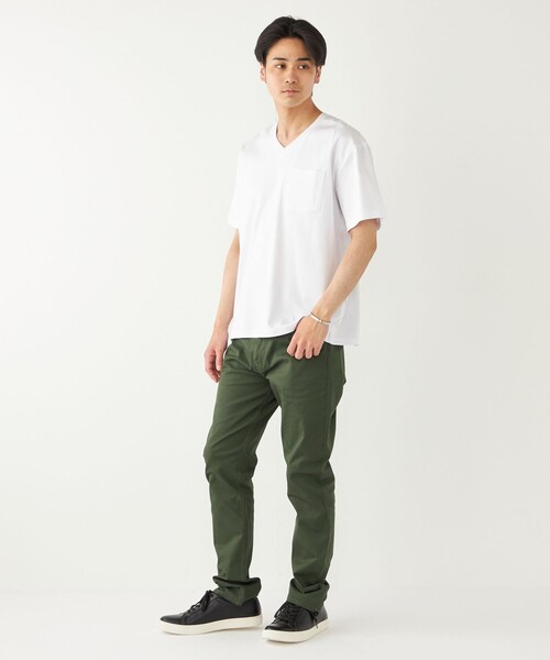 SHIPS Colors（シップス カラーズ）の「SHIPS Colors:シルケット コットン Vネック ポケット Tシャツ◇（Tシャツ/カットソー・メンズ・ブルー/ブラック/オリーブ/ホワイト/ライトグレー・SMALL/MEDIUM/LARGE/X-LARGE）」の19枚目の写真