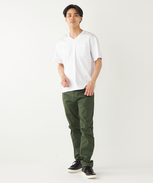 SHIPS Colors（シップス カラーズ）の「SHIPS Colors:シルケット コットン Vネック ポケット Tシャツ◇（Tシャツ/カットソー・メンズ・ブルー/ブラック/オリーブ/ホワイト/ライトグレー・SMALL/MEDIUM/LARGE/X-LARGE）」の20枚目の写真