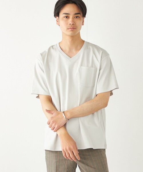 SHIPS Colors（シップス カラーズ）の「SHIPS Colors:シルケット コットン Vネック ポケット Tシャツ◇（Tシャツ/カットソー・メンズ・ブルー/ブラック/オリーブ/ホワイト/ライトグレー・SMALL/MEDIUM/LARGE/X-LARGE）」の21枚目の写真