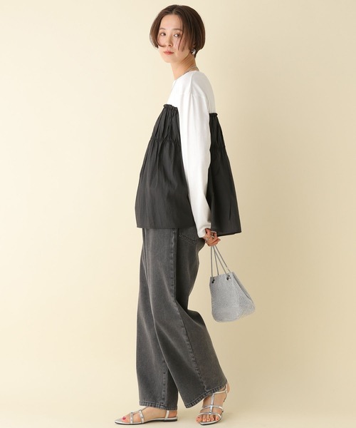 LEPSIM(レプシィム)の「布帛ドッキングロンT 109868(Tシャツ/カットソー・レディース・カーキ/ブラック/ベージュ・FREE)」の17枚目の写真