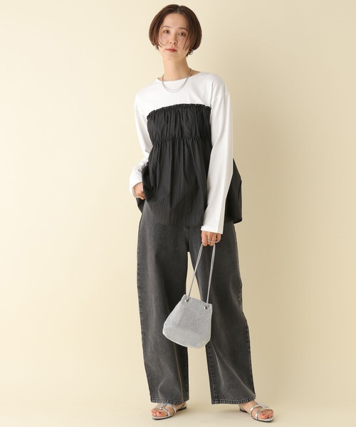 LEPSIM(レプシィム)の「布帛ドッキングロンT 109868(Tシャツ/カットソー・レディース・カーキ/ブラック/ベージュ・FREE)」の19枚目の写真