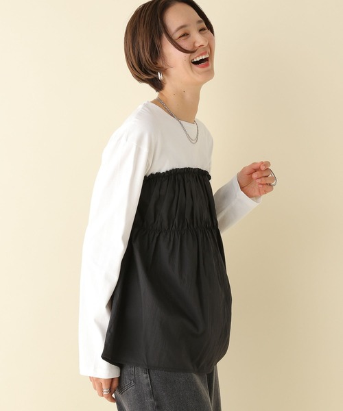 LEPSIM(レプシィム)の「布帛ドッキングロンT 109868(Tシャツ/カットソー・レディース・カーキ/ブラック/ベージュ・FREE)」の20枚目の写真