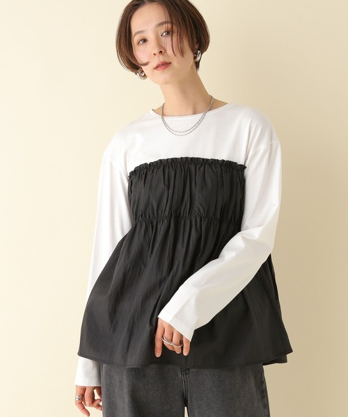 LEPSIM(レプシィム)の「布帛ドッキングロンT 109868(Tシャツ/カットソー・レディース・カーキ/ブラック/ベージュ・FREE)」の21枚目の写真