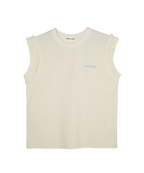 MILKFED.（ミルクフェド）の「RUFFLE TANK TOP（タンクトップ・レディース・ライトブルー/チャコール/オフホワイト・ONE SIZE）」の2枚目の写真