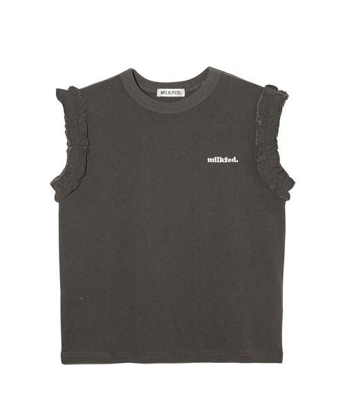 MILKFED.（ミルクフェド）の「RUFFLE TANK TOP（タンクトップ・レディース・ライトブルー/チャコール/オフホワイト・ONE SIZE）」の3枚目の写真