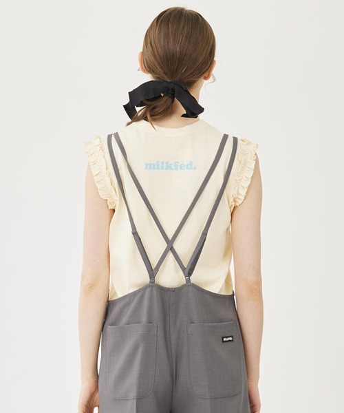 MILKFED.（ミルクフェド）の「RUFFLE TANK TOP（タンクトップ・レディース・ライトブルー/チャコール/オフホワイト・ONE SIZE）」の13枚目の写真
