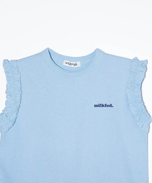 MILKFED.（ミルクフェド）の「RUFFLE TANK TOP（タンクトップ・レディース・ライトブルー/チャコール/オフホワイト・ONE SIZE）」の11枚目の写真