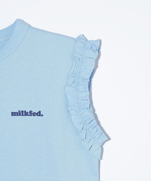 MILKFED.（ミルクフェド）の「RUFFLE TANK TOP（タンクトップ・レディース・ライトブルー/チャコール/オフホワイト・ONE SIZE）」の12枚目の写真