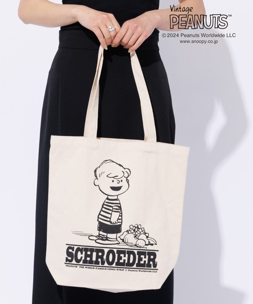 PEANUTS（ピーナッツ）の「【FRUIT OF THE LOOM】PEANUTSトートバッグ / A4サイズ対応（トートバッグ・レディース・ピンク/イエロー/ブルー/グリーン/アイボリー・フリー）」の4枚目の写真