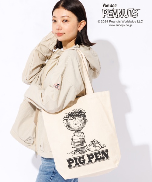 PEANUTS（ピーナッツ）の「【FRUIT OF THE LOOM】PEANUTSトートバッグ / A4サイズ対応（トートバッグ・レディース・ピンク/イエロー/ブルー/グリーン/アイボリー・フリー）」の3枚目の写真