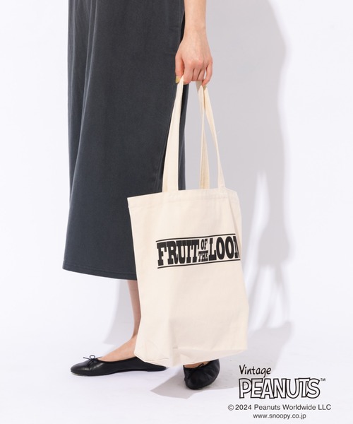PEANUTS（ピーナッツ）の「【FRUIT OF THE LOOM】PEANUTSトートバッグ / A4サイズ対応（トートバッグ・レディース・ピンク/イエロー/ブルー/グリーン/アイボリー・フリー）」の16枚目の写真
