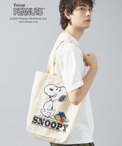 PEANUTS（ピーナッツ）の「【FRUIT OF THE LOOM】PEANUTSトートバッグ / A4サイズ対応（トートバッグ・レディース・ピンク/イエロー/ブルー/グリーン/アイボリー・フリー）」の13枚目の写真