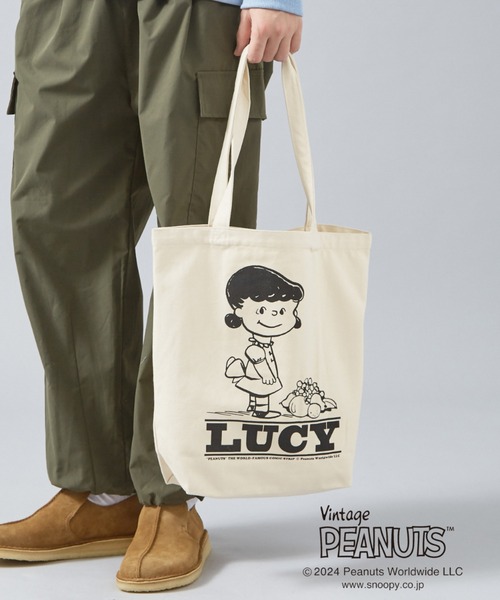 PEANUTS（ピーナッツ）の「【FRUIT OF THE LOOM】PEANUTSトートバッグ / A4サイズ対応（トートバッグ・レディース・ピンク/イエロー/ブルー/グリーン/アイボリー・フリー）」の22枚目の写真