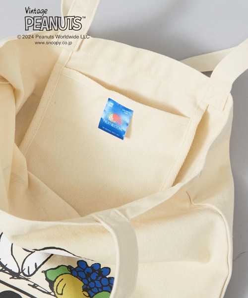 PEANUTS（ピーナッツ）の「【FRUIT OF THE LOOM】PEANUTSトートバッグ / A4サイズ対応（トートバッグ・レディース・ピンク/イエロー/ブルー/グリーン/アイボリー・フリー）」の8枚目の写真