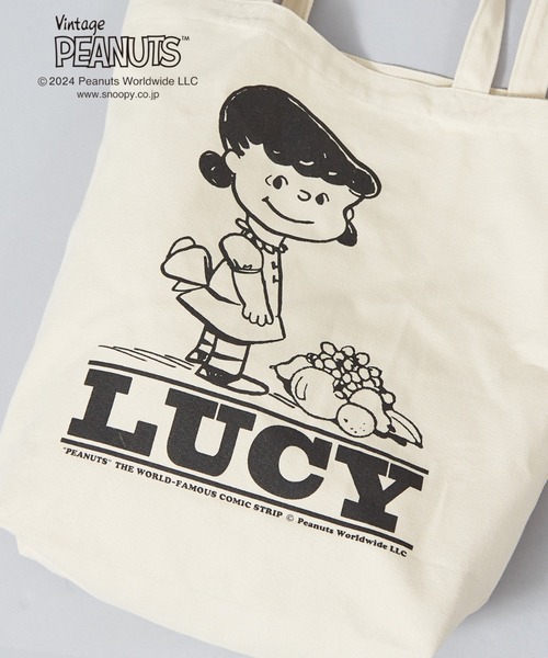 PEANUTS（ピーナッツ）の「【FRUIT OF THE LOOM】PEANUTSトートバッグ / A4サイズ対応（トートバッグ・レディース・ピンク/イエロー/ブルー/グリーン/アイボリー・フリー）」の12枚目の写真