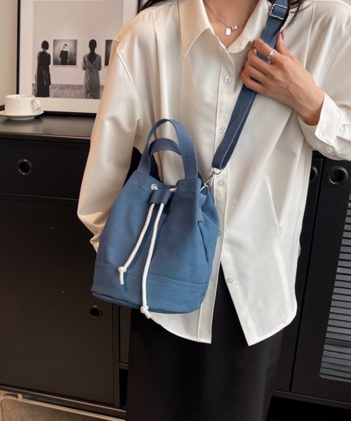 Miniministore(ミニミニストア)の「巾着 ショルダーバッグ レディース 軽量(ショルダーバッグ・レディース・ブラック/アイボリー/ブルー/ライトブラウン/グレー・FREE)」の11枚目の写真