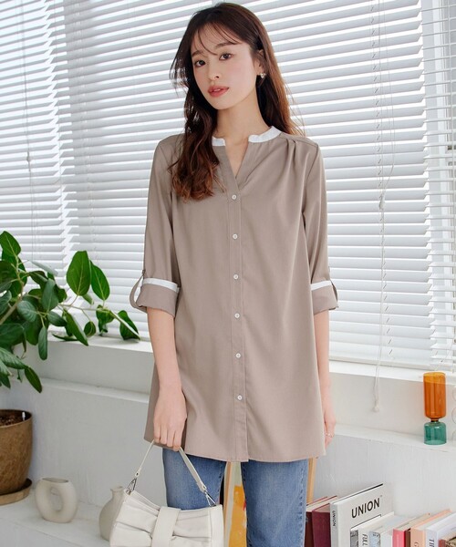 【洗える】クレリックシャツチュニック（シャツ/ブラウス）｜Tiaclasse（ティアクラッセ）