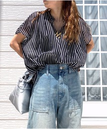 Q | ストライプスキッパーシャツ(シャツ/ブラウス)