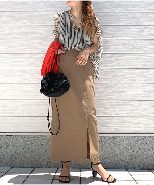 Q（キュー）の「ストライプスキッパーシャツ（シャツ/ブラウス・レディース・ホワイト系/ネイビー系・MEDIUM）」の12枚目の写真