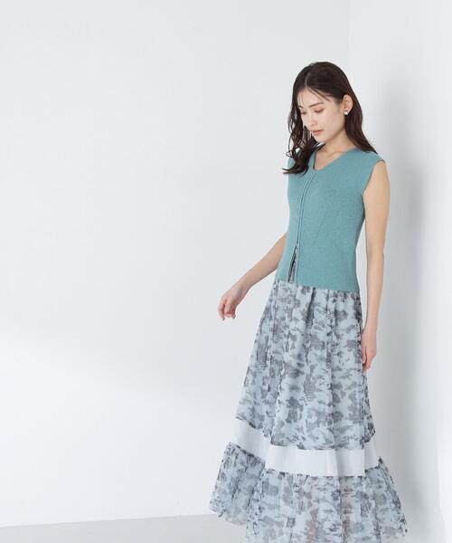 NATURAL BEAUTY BASIC(ナチュラルビューティーベーシック)の「◇シアーラインプリントチュールスカート(スカート・レディース・グリーン系その他/ホワイト系その他・MEDIUM/SMALL)」の2枚目の写真