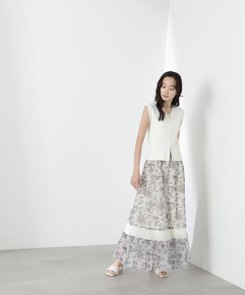 NATURAL BEAUTY BASIC(ナチュラルビューティーベーシック)の「◇シアーラインプリントチュールスカート(スカート・レディース・グリーン系その他/ホワイト系その他・MEDIUM/SMALL)」の22枚目の写真