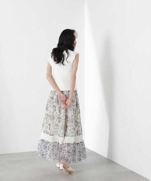 NATURAL BEAUTY BASIC(ナチュラルビューティーベーシック)の「◇シアーラインプリントチュールスカート(スカート・レディース・グリーン系その他/ホワイト系その他・MEDIUM/SMALL)」の21枚目の写真