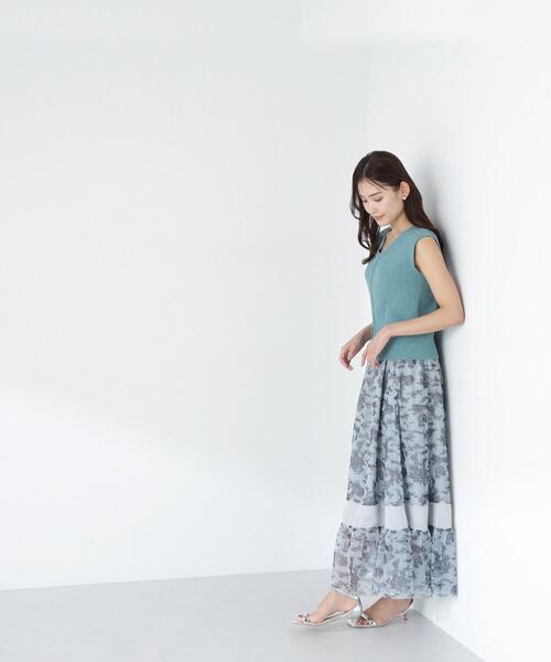 NATURAL BEAUTY BASIC(ナチュラルビューティーベーシック)の「◇シアーラインプリントチュールスカート(スカート・レディース・グリーン系その他/ホワイト系その他・MEDIUM/SMALL)」の15枚目の写真