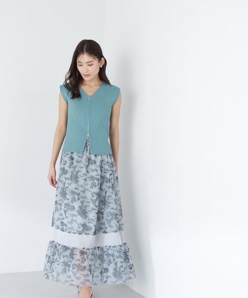 NATURAL BEAUTY BASIC(ナチュラルビューティーベーシック)の「◇シアーラインプリントチュールスカート(スカート・レディース・グリーン系その他/ホワイト系その他・MEDIUM/SMALL)」の14枚目の写真